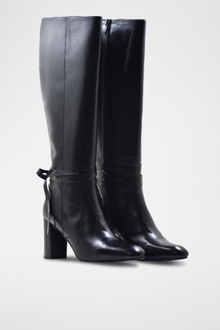 Stivali in crosta di pelle - Nero