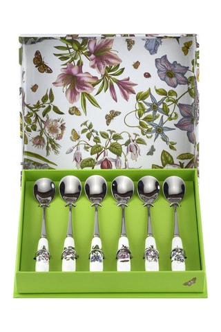 6 cucharas de té de porcelana y acero inoxidable Botanic Garden 