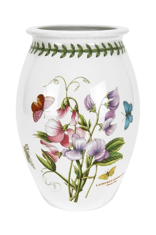 Jarrón Botanic Garden - 23 cm - Blanco y verde oscuro