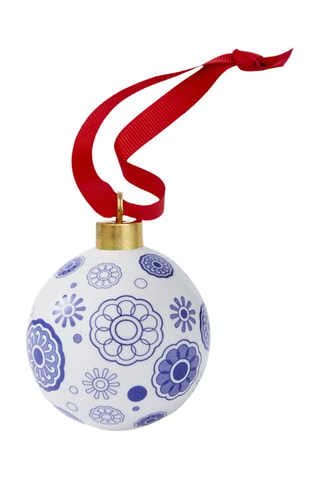 Bola de porcelana Blue italian - 7,5 cm - Azul claro y blanco