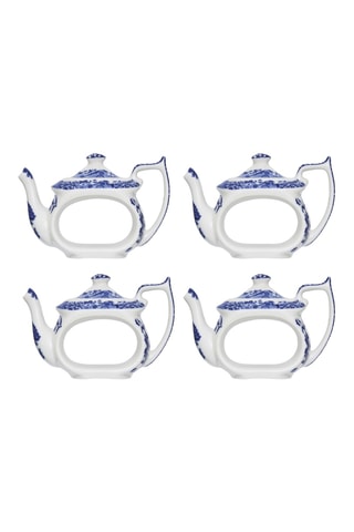 4 servilleteros de porcelana Blue italian - Azul cobalto y blanco