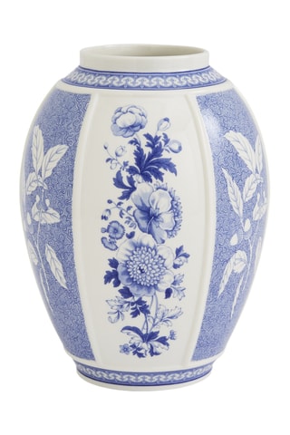 Jarrón de porcelana Blue italian - 19 x 19 x 25,5 cm - Azul cobalto y blanco