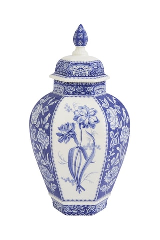 Jarrón de porcelana Blue italian - 21,5 x 21,5 x 39,5 cm - Azul cobalto y blanco