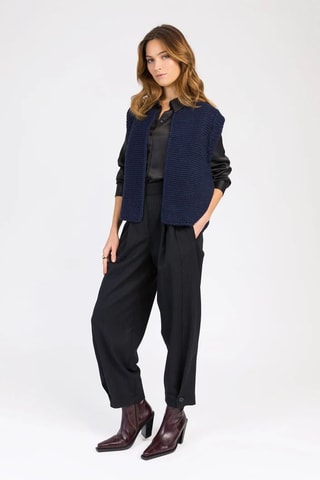 Mouwloos Wollen Vest - Gemêleerd Marineblauw