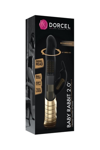 Vibromasseur Rabbit Baby 2.0 waterproof - Noir et doré - 22 cm
