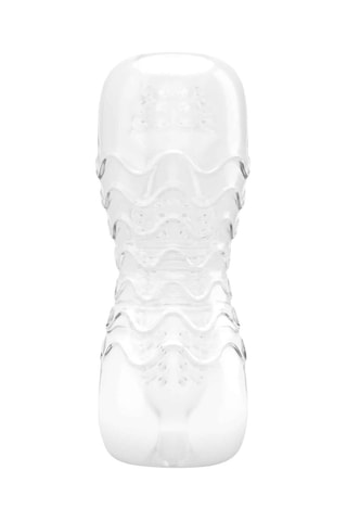 Masturbateur réversible Double Go - Transparent - 18 cm