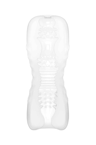 Masturbateur réversible Double Go - Transparent - 18 cm