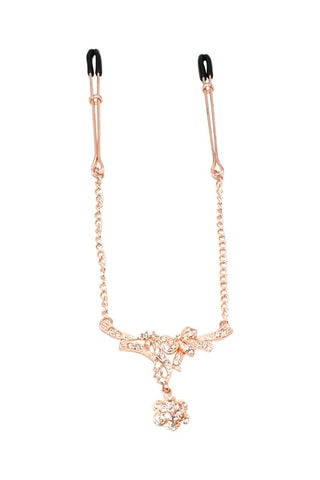 Pince à tétons avec chaînette - Doré rose et noir