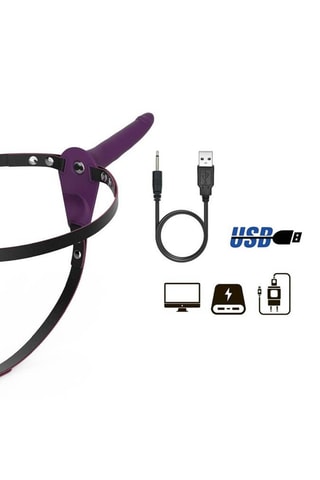 Strap-On vibrante Dildo Vibe Preto e violeta - 23 cm