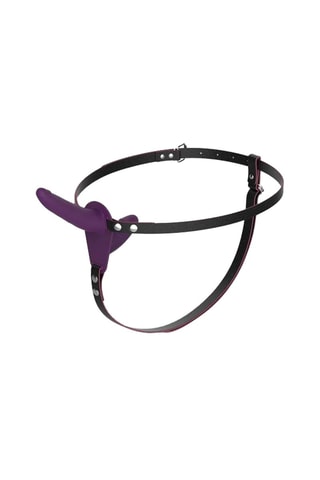 Double Strap-On Dildo Preto e violeta - 23 cm