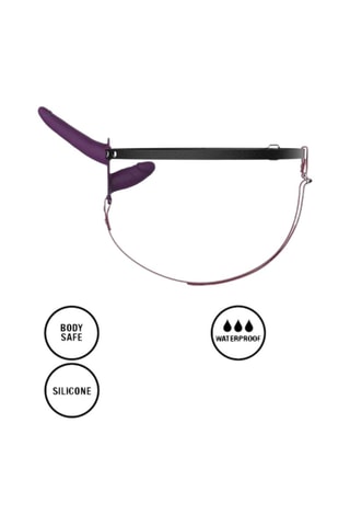 Double Strap-On Dildo Preto e violeta - 23 cm