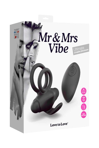 Bague Cockring vibrant télécommandé Mr & Mrs Vibe - Noir - 7,5 cm