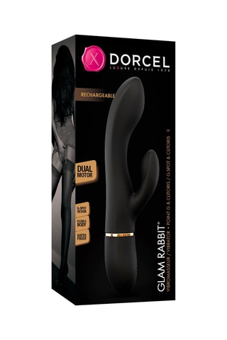 Vibromasseur Rabbit Glam waterproof - Noir - 21 cm