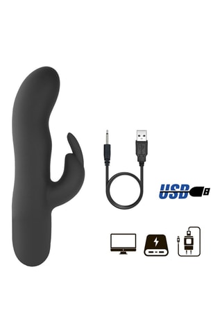 Vibromasseur Rabbit waterproof - Noir - 19 cm