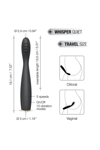 Vibromasseur G-Slim - Noir - 19,5 cm