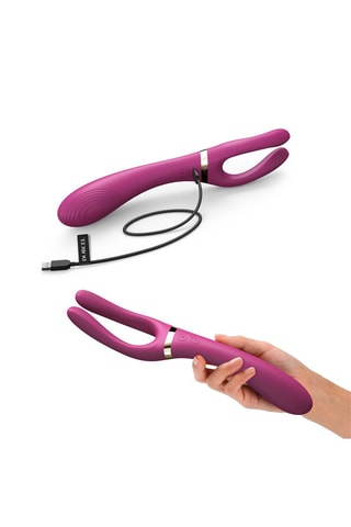 Vibromasseur avec stimulateur clitoridien Infinite Joy Plum - Waterproof - 13 cm - Rose