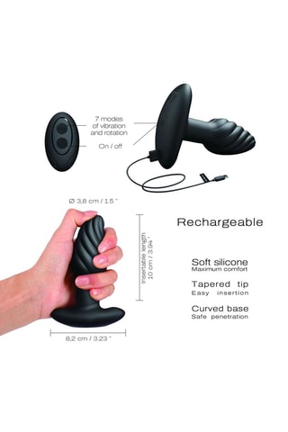 Plug anal vibrant waterproof Spin - Noir - 10 cm