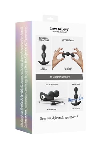 Plug anal Twinny Bud - Noir - 12 cm