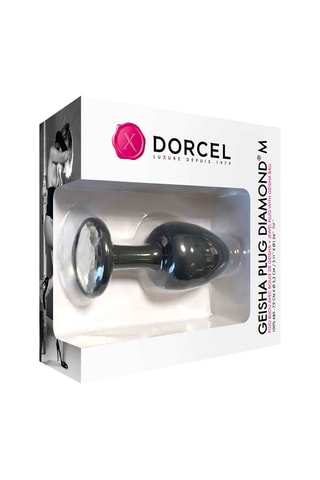 Plug anal bijou geisha Diamond M - Noir et argenté - 7,9 cm