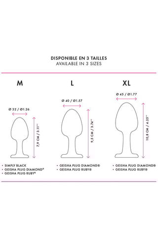 Plug anal bijou geisha Diamond M - Noir et argenté - 7,9 cm