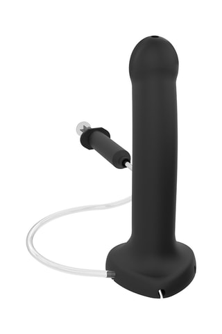 Dildo com bomba semi-realista - À prova de água - 17 cm - Preto
