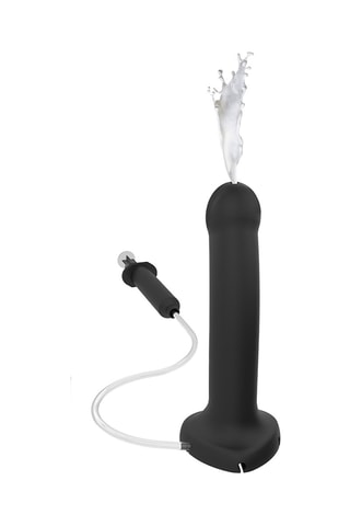 Dildo com bomba semi-realista - À prova de água - 17 cm - Preto