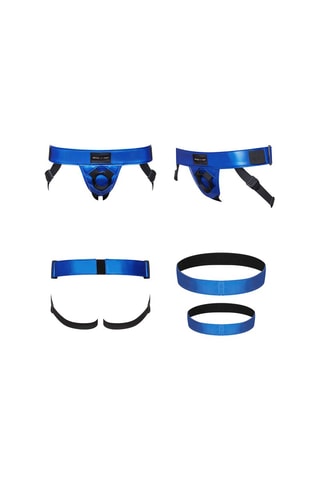 Arnês para strap-on 2 tamanhos Curious - Azul e preto