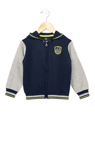 Cardigan con cappuccio - Navy e grigio melange - Terre de Marins