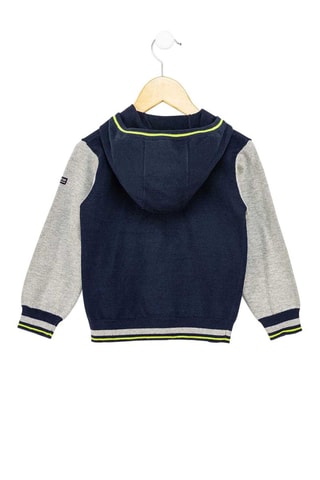 Cardigan con cappuccio - Navy e grigio melange - Terre de Marins