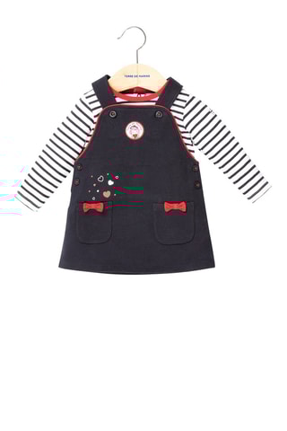 T-shirt a righe e salopette-abito Alouxe - Navy e bianco - Terre de Marins