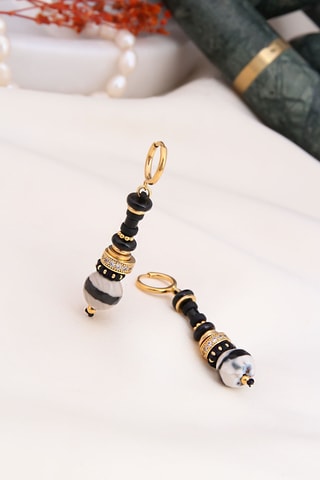 Pendientes - Chapado en oro amarillo y ónice