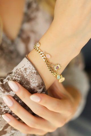 Pulsera de eslabones - Chapado en oro amarillo y circones