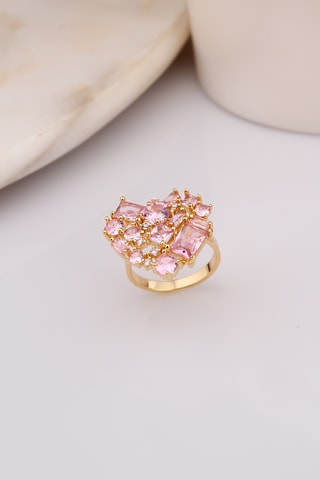 Anillo - Chapado en oro amarillo y circones