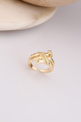 Anillo - Chapado en oro amarillo y circones