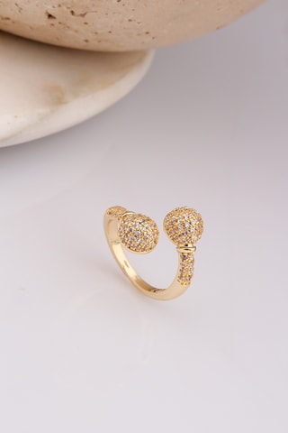 Anillo - Chapado en oro amarillo y circones