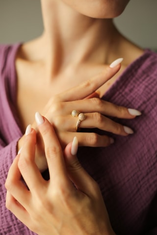 Anillo - Chapado en oro amarillo y circones