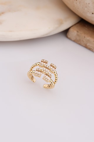 Anillo - Chapado en oro amarillo y circones