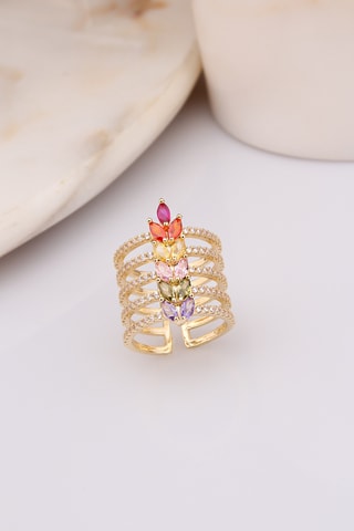 Anillo de varias vueltas - Chapado en oro amarillo y circones