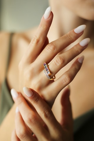 Anillo - Chapado en oro amarillo y circones