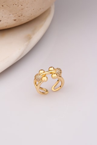 Anillo - Chapado en oro amarillo y circones