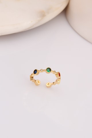 Anillo - Chapado en oro amarillo y circones