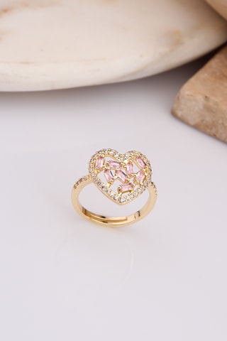 Anillo - Chapado en oro amarillo y circones