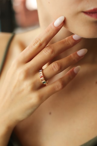 Anillo - Chapado en oro amarillo y circones