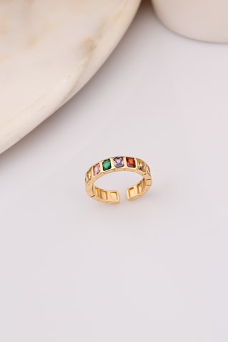 Anillo - Chapado en oro amarillo y circones