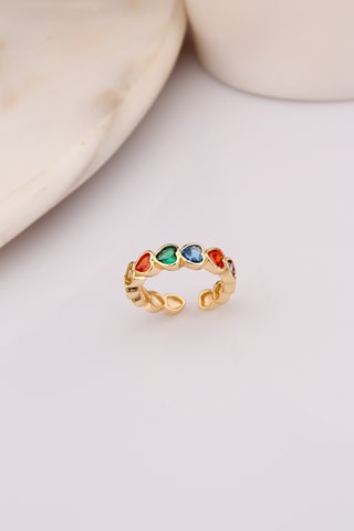 Anillo - Chapado en oro amarillo y circones