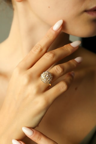 Anillo - Chapado en oro amarillo y circones