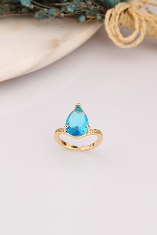 Anillo - Chapado en oro amarillo y circón