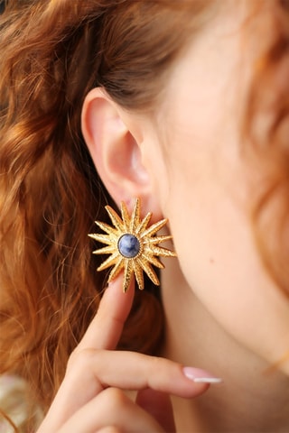 Pendientes bañados en oro fino amarillo - Zafiro