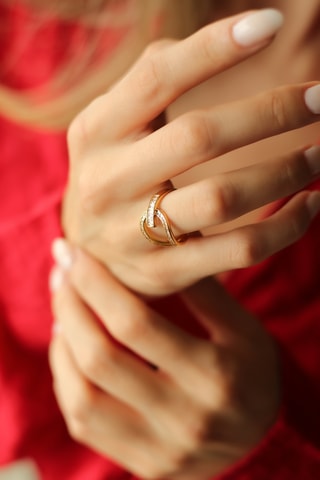 Anillo - Chapado en oro amarillo y circones