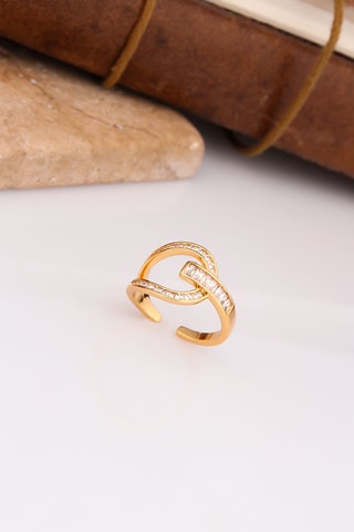 Anillo - Chapado en oro amarillo y circones